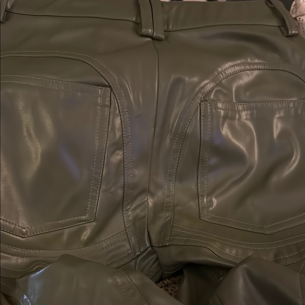 Rehab lab army green Skinny High-Waisted Mesh NWT Faux Leather Pants